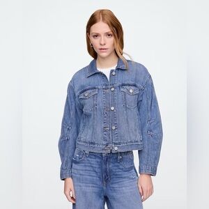 Gap Supersoft Barrel Sleeve Icon Denim Jacket Coat Casual Beachy BoHo NWOT M